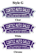 Load image into Gallery viewer, Custom Domed Auto Decals Sales Department New Mexico Independent Auto Dealers Association Store Style G White
