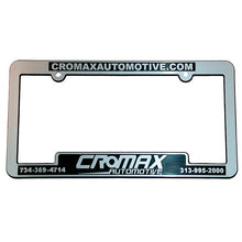 Load image into Gallery viewer, Custom Chrome License Plate Frames Sales Department New Mexico Independent Auto Dealers Association Store Shiny Chrome Economy Recessed Panel with Raised Letter