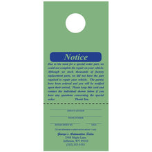 Load image into Gallery viewer, Custom Hang Tags Service Department New Mexico Independent Auto Dealers Association Store Green