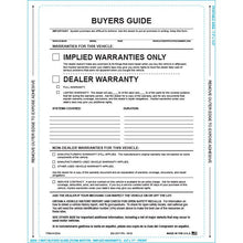 Load image into Gallery viewer, PEEL n SEAL™ Imprinted 1-Part Buyers Guide Sales Department New Mexico Independent Auto Dealers Association Store Implied Warranty English