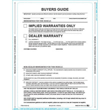 Load image into Gallery viewer, PEEL n SEAL™ Imprinted 1-Part Buyers Guide Sales Department New Mexico Independent Auto Dealers Association Store Implied Warranty - No Lines English