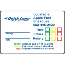 Load image into Gallery viewer, Custom Write-In Roll Reminder Stickers Service Department New Mexico Independent Auto Dealers Association Store Static Cling 2 5/8&quot; x 1 7/8&quot; 
