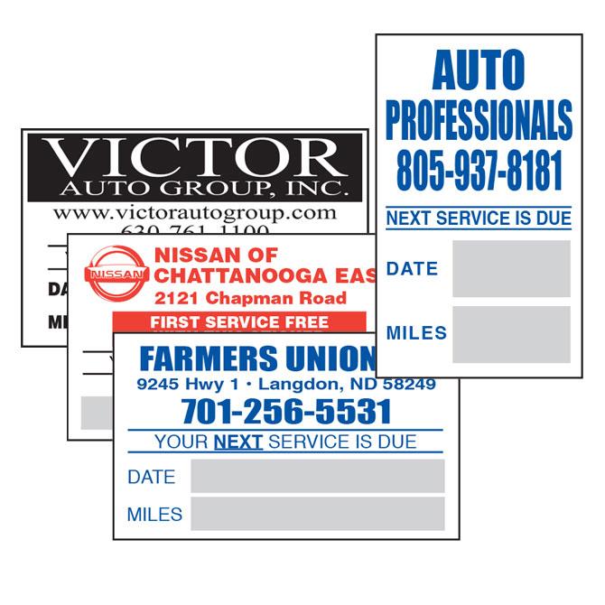Custom Write-In Cut-Sheet Reminder Stickers Service Department New Mexico Independent Auto Dealers Association Store Light Adhesive