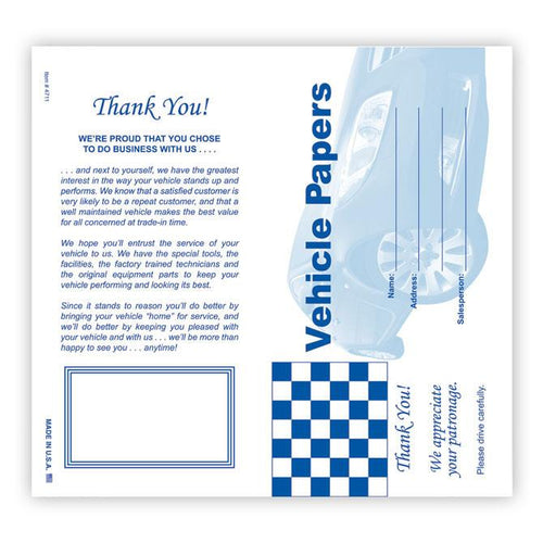Paper Document Holders (Vehicle Paper Wallets) Sales Department New Mexico Independent Auto Dealers Association Store Blue