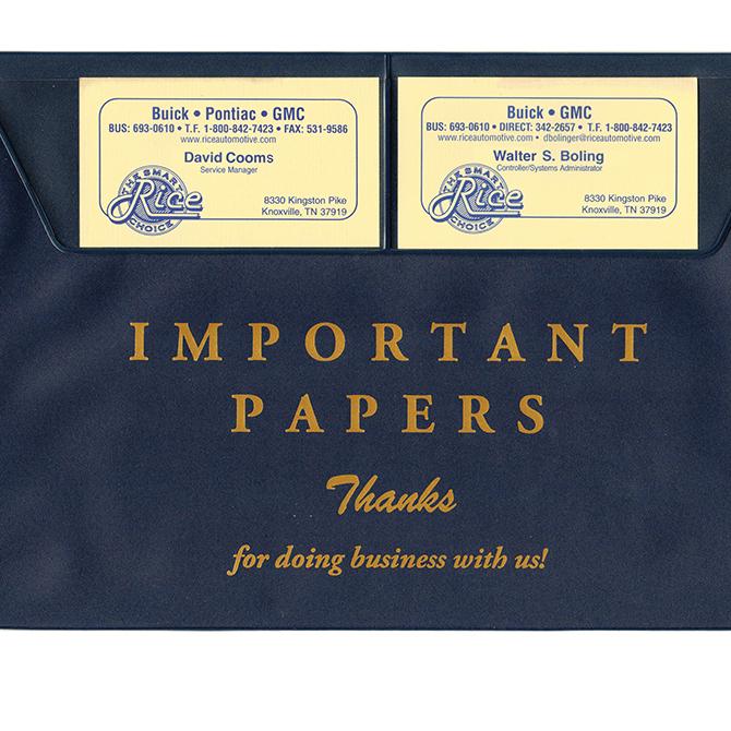 Vinyl Document Wallets Sales Department New Mexico Independent Auto Dealers Association Store