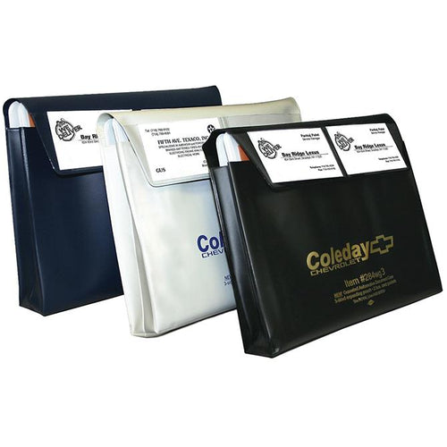 Custom Vinyl Policy Holders - Document Holder Sales Department New Mexico Independent Auto Dealers Association Store Expandable Navy Blue
