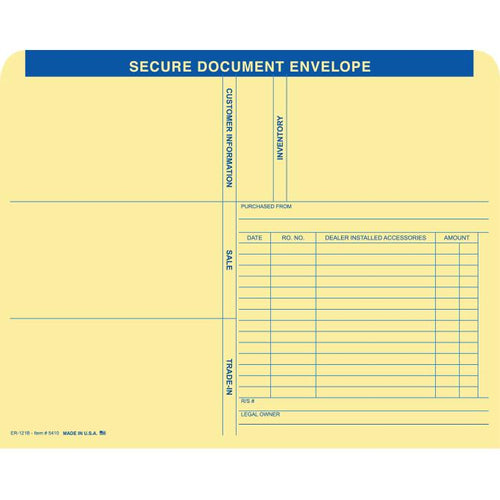 ERA* Deal Envelope (Deal Jacket) Sales Department New Mexico Independent Auto Dealers Association Store Blue 500 Per Box