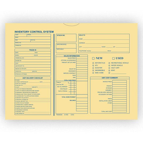 Inventory Control Deal Envelope (500 Per Box) Sales Department New Mexico Independent Auto Dealers Association Store