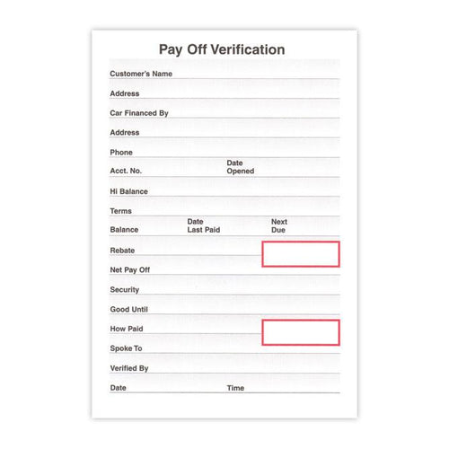 Pay Off Verification Office Forms New Mexico Independent Auto Dealers Association Store
