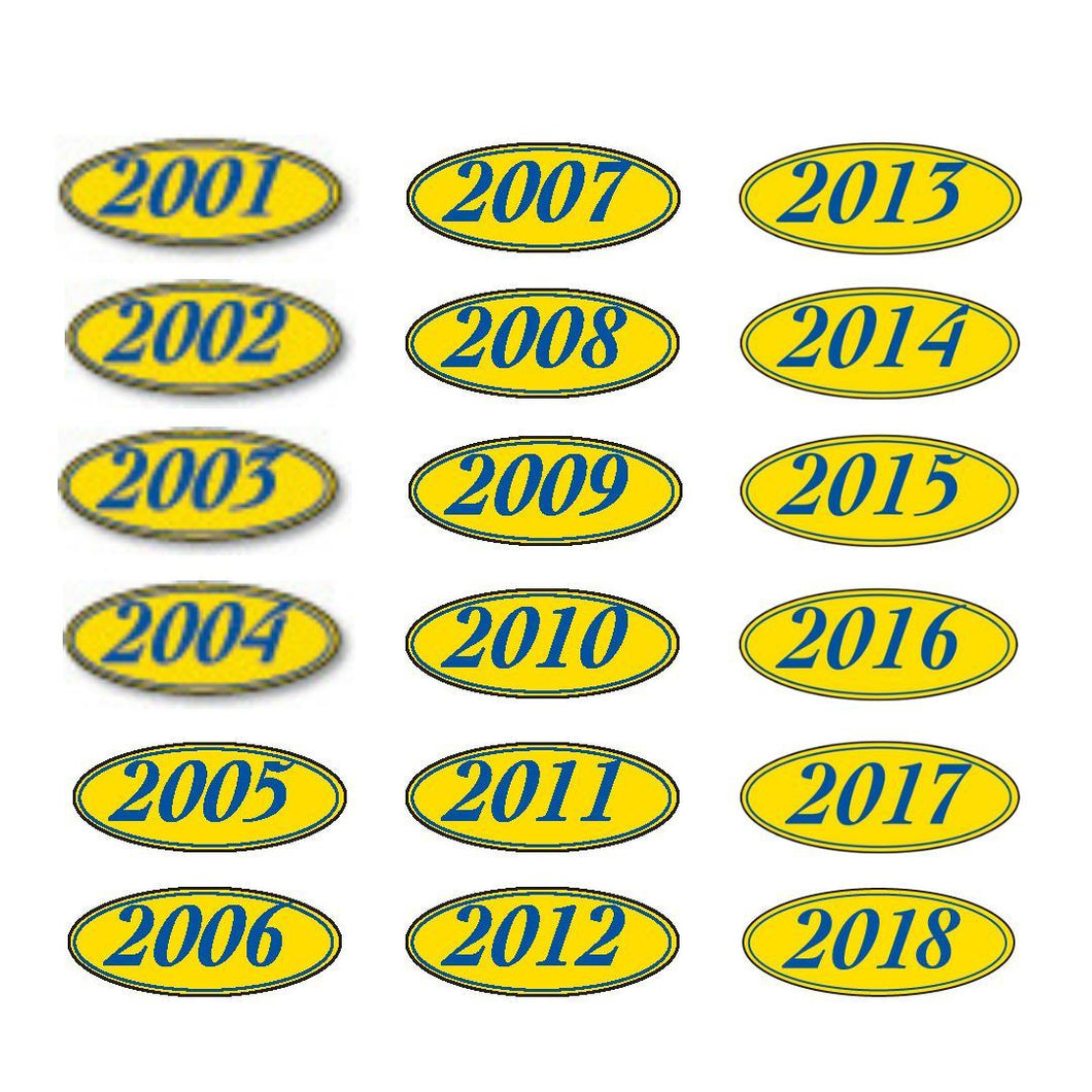 Oval Year Window Stickers Sales Department New Mexico Independent Auto Dealers Association Store 2001 Navy Blue on Yellow