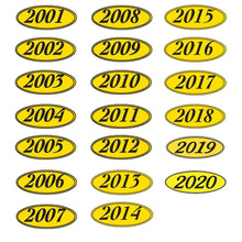 Load image into Gallery viewer, Oval Year Window Stickers Sales Department New Mexico Independent Auto Dealers Association Store 2001 Black on Yellow
