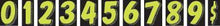Load image into Gallery viewer, 7 1/2&quot; Number Window Stickers Sales Department New Mexico Independent Auto Dealers Association Store Fluoresent Green and Black 0 
