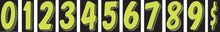 Load image into Gallery viewer, 11 1/2&quot; Number Window Stickers Sales Department New Mexico Independent Auto Dealers Association Store Fluoresent Green and Black 0 
