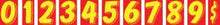 Load image into Gallery viewer, 7 1/2&quot; Number Window Stickers Sales Department New Mexico Independent Auto Dealers Association Store Yellow and Red 0 
