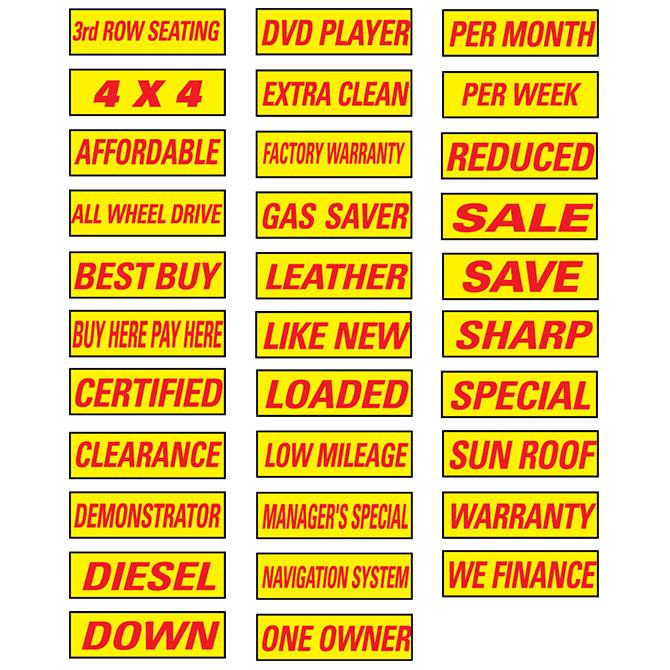 Slogan Window Stickers - Yellow and Red Sales Department New Mexico Independent Auto Dealers Association Store