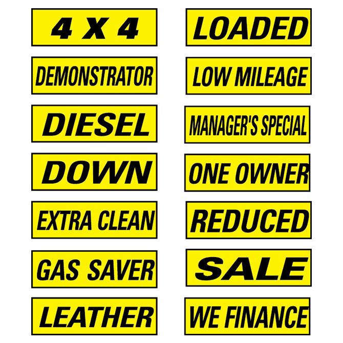 Slogan Window Stickers - Yellow and Black Sales Department New Mexico Independent Auto Dealers Association Store