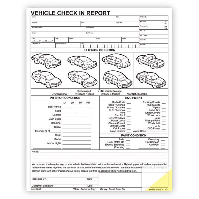 Vehicle Check in Report Body Shop New Mexico Independent Auto Dealers Association Store