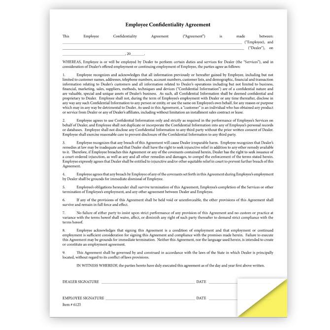 Employee Confidentiality Agreement Office Forms New Mexico Independent Auto Dealers Association Store