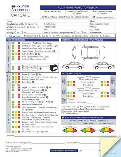 Multi-Point Inspection Forms - Hyundai Service Department New Mexico Independent Auto Dealers Association Store