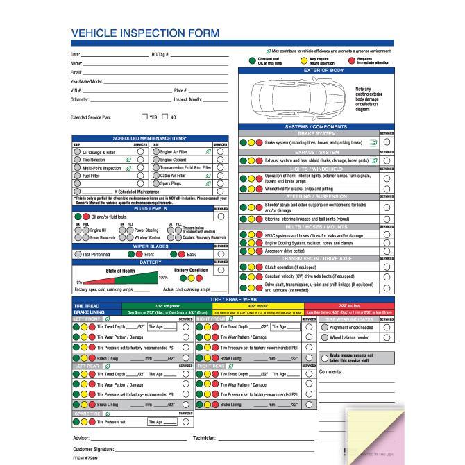 Generic Multi-Point Inspection Forms - Vehicle Inspection Service Department New Mexico Independent Auto Dealers Association Store