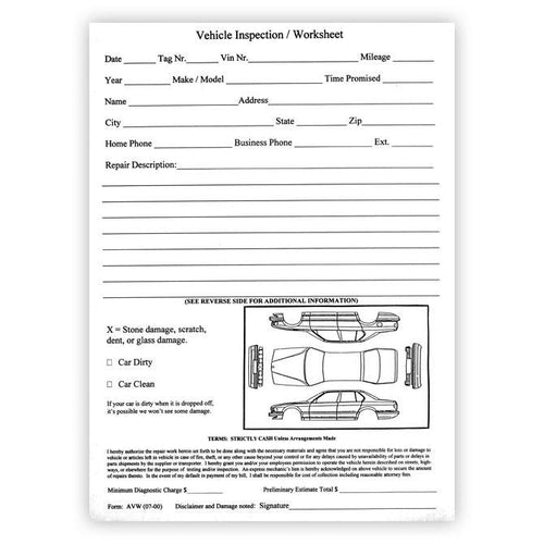Vehicle Inspection Worksheet Service Department New Mexico Independent Auto Dealers Association Store