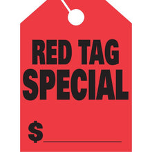Load image into Gallery viewer, Jumbo Mirror Hang Tags Sales Department New Mexico Independent Auto Dealers Association Store Red Tag Special Fluorescent Red
