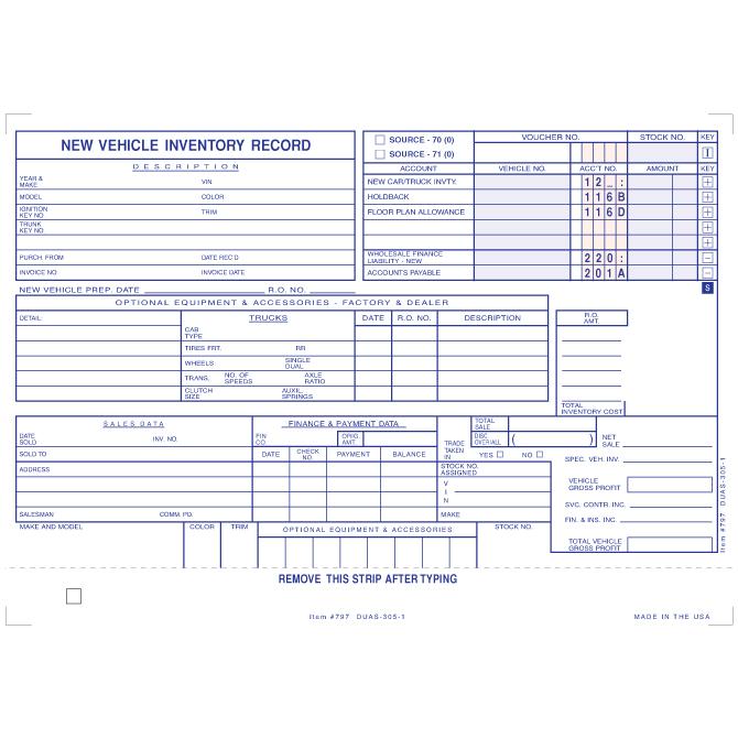 Vehicle Inventory Cards – New Mexico Independent Auto Dealers ...
