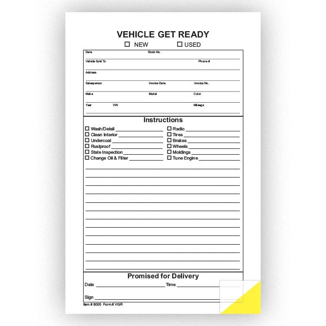 Vehicle Get Ready Form Office Forms New Mexico Independent Auto Dealers Association Store