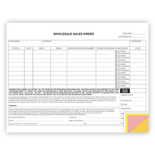 Wholesale Sales Order Office Forms New Mexico Independent Auto Dealers Association Store