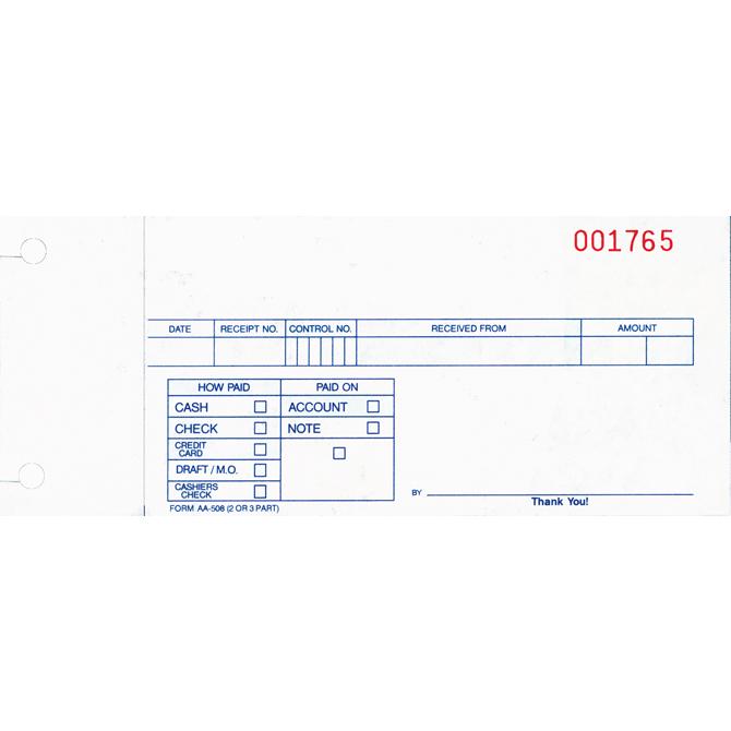 Cash Receipts Office Forms New Mexico Independent Auto Dealers Association Store 2-Part