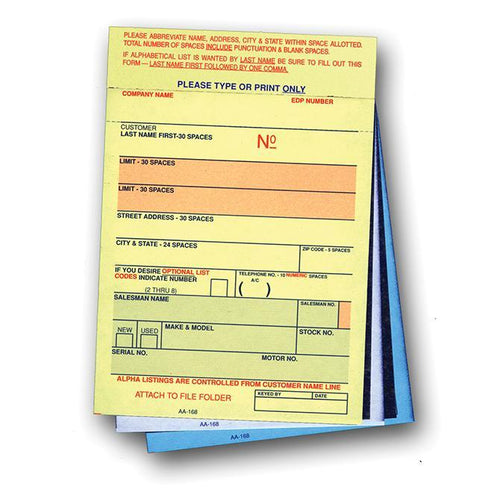 Vehicle Deal Labels (3-Part) - Gummed Sales Department New Mexico Independent Auto Dealers Association Store (Form #AA-168 Plain)