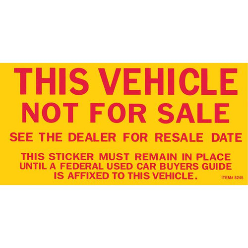 Vehicle Not For Sale Sticker Sales Department New Mexico Independent Auto Dealers Association Store Standard Stickers