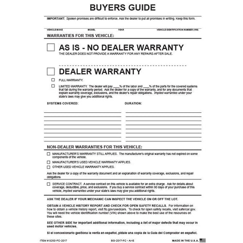File Copy Buyers Guide Sales Department New Mexico Independent Auto Dealers Association Store (Form #BG-2017 FC - AI-E)