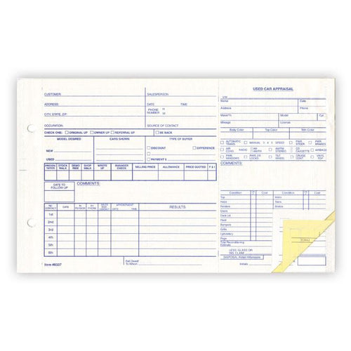 Used Vehicle Appraisal Forms Sales Department New Mexico Independent Auto Dealers Association Store