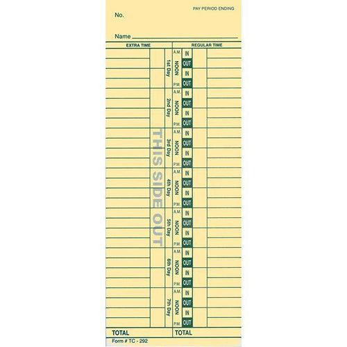 Time Clock Cards (Form TC-292) Office Forms New Mexico Independent Auto Dealers Association Store