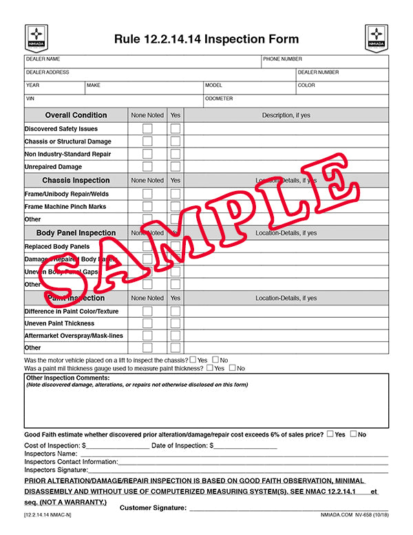 Code 14 Inspection Vehicle Inspection Sheet (Rule 12.2.14.14) – New Mexico Independent ...